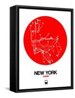 New York Red Subway Map-NaxArt-Framed Stretched Canvas