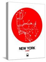 New York Red Subway Map-NaxArt-Stretched Canvas