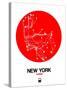 New York Red Subway Map-NaxArt-Stretched Canvas