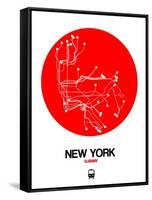 New York Red Subway Map-NaxArt-Framed Stretched Canvas