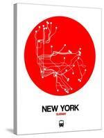 New York Red Subway Map-NaxArt-Stretched Canvas