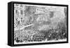 New York Regiment Marches in Manhattan-Frank Leslie-Framed Stretched Canvas