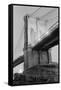 New York's Brooklyn Bridge at Night-Philip Gendreau-Framed Stretched Canvas