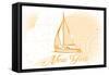 New York - Sailboat - Yellow - Coastal Icon-Lantern Press-Framed Stretched Canvas