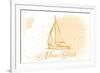 New York - Sailboat - Yellow - Coastal Icon-Lantern Press-Framed Art Print