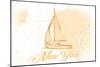 New York - Sailboat - Yellow - Coastal Icon-Lantern Press-Mounted Art Print