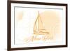New York - Sailboat - Yellow - Coastal Icon-Lantern Press-Framed Premium Giclee Print