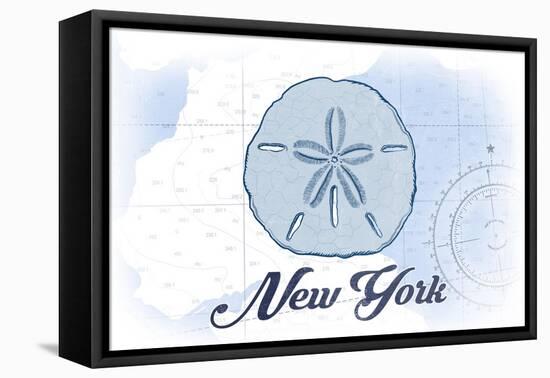 New York - Sand Dollar - Blue - Coastal Icon-Lantern Press-Framed Stretched Canvas