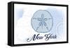 New York - Sand Dollar - Blue - Coastal Icon-Lantern Press-Framed Stretched Canvas
