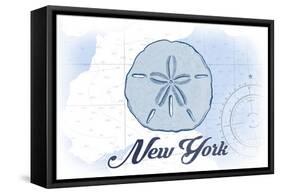 New York - Sand Dollar - Blue - Coastal Icon-Lantern Press-Framed Stretched Canvas