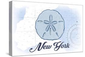 New York - Sand Dollar - Blue - Coastal Icon-Lantern Press-Stretched Canvas