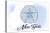 New York - Sand Dollar - Blue - Coastal Icon-Lantern Press-Stretched Canvas