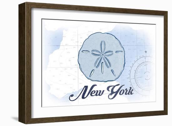 New York - Sand Dollar - Blue - Coastal Icon-Lantern Press-Framed Art Print