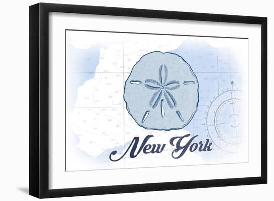 New York - Sand Dollar - Blue - Coastal Icon-Lantern Press-Framed Art Print