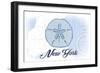 New York - Sand Dollar - Blue - Coastal Icon-Lantern Press-Framed Art Print