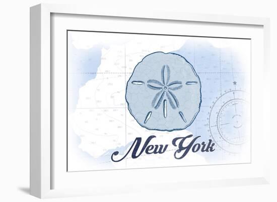 New York - Sand Dollar - Blue - Coastal Icon-Lantern Press-Framed Art Print