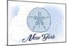 New York - Sand Dollar - Blue - Coastal Icon-Lantern Press-Mounted Art Print