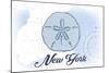 New York - Sand Dollar - Blue - Coastal Icon-Lantern Press-Mounted Art Print