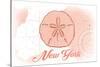 New York - Sand Dollar - Coral - Coastal Icon-Lantern Press-Stretched Canvas