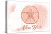 New York - Sand Dollar - Coral - Coastal Icon-Lantern Press-Stretched Canvas