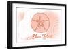 New York - Sand Dollar - Coral - Coastal Icon-Lantern Press-Framed Art Print