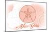 New York - Sand Dollar - Coral - Coastal Icon-Lantern Press-Mounted Art Print