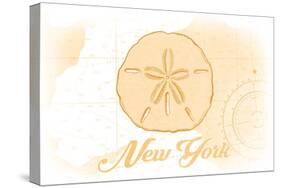 New York - Sand Dollar - Yellow - Coastal Icon-Lantern Press-Stretched Canvas