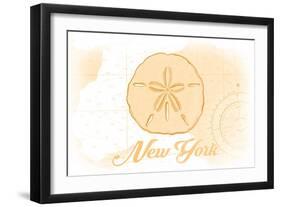 New York - Sand Dollar - Yellow - Coastal Icon-Lantern Press-Framed Art Print