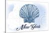New York - Scallop Shell - Blue - Coastal Icon-Lantern Press-Stretched Canvas