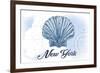 New York - Scallop Shell - Blue - Coastal Icon-Lantern Press-Framed Premium Giclee Print