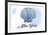 New York - Scallop Shell - Blue - Coastal Icon-Lantern Press-Framed Premium Giclee Print