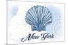 New York - Scallop Shell - Blue - Coastal Icon-Lantern Press-Mounted Premium Giclee Print