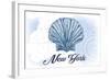 New York - Scallop Shell - Blue - Coastal Icon-Lantern Press-Framed Art Print