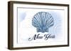 New York - Scallop Shell - Blue - Coastal Icon-Lantern Press-Framed Art Print