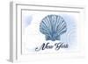 New York - Scallop Shell - Blue - Coastal Icon-Lantern Press-Framed Art Print