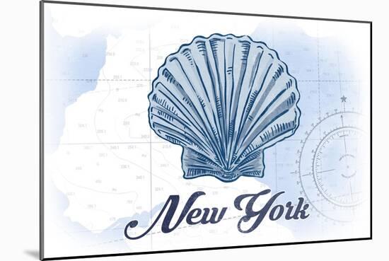 New York - Scallop Shell - Blue - Coastal Icon-Lantern Press-Mounted Art Print