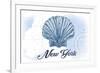 New York - Scallop Shell - Blue - Coastal Icon-Lantern Press-Framed Art Print