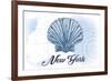 New York - Scallop Shell - Blue - Coastal Icon-Lantern Press-Framed Art Print