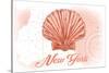 New York - Scallop Shell - Coral - Coastal Icon-Lantern Press-Stretched Canvas