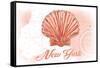 New York - Scallop Shell - Coral - Coastal Icon-Lantern Press-Framed Stretched Canvas