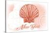 New York - Scallop Shell - Coral - Coastal Icon-Lantern Press-Stretched Canvas