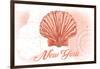 New York - Scallop Shell - Coral - Coastal Icon-Lantern Press-Framed Art Print