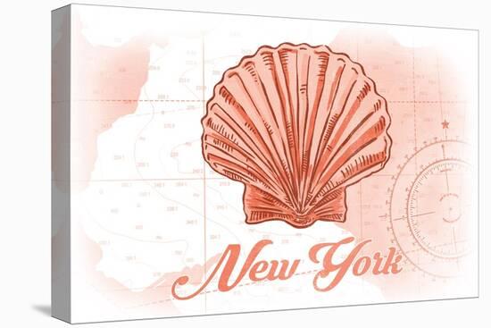 New York - Scallop Shell - Coral - Coastal Icon-Lantern Press-Stretched Canvas