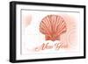 New York - Scallop Shell - Coral - Coastal Icon-Lantern Press-Framed Art Print