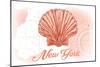 New York - Scallop Shell - Coral - Coastal Icon-Lantern Press-Mounted Art Print