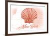New York - Scallop Shell - Coral - Coastal Icon-Lantern Press-Framed Premium Giclee Print