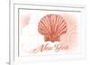 New York - Scallop Shell - Coral - Coastal Icon-Lantern Press-Framed Art Print