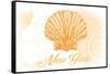 New York - Scallop Shell - Yellow - Coastal Icon-Lantern Press-Framed Stretched Canvas