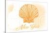 New York - Scallop Shell - Yellow - Coastal Icon-Lantern Press-Stretched Canvas