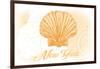 New York - Scallop Shell - Yellow - Coastal Icon-Lantern Press-Framed Art Print